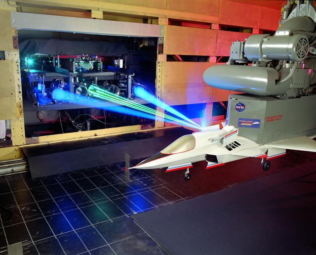 NASA image: STOVL (Short Take Off Vertical Landing) Phase III Hot Gas Ingestion Into Engine Intake Test in the 9x15 Low Speed Wind Tunnel