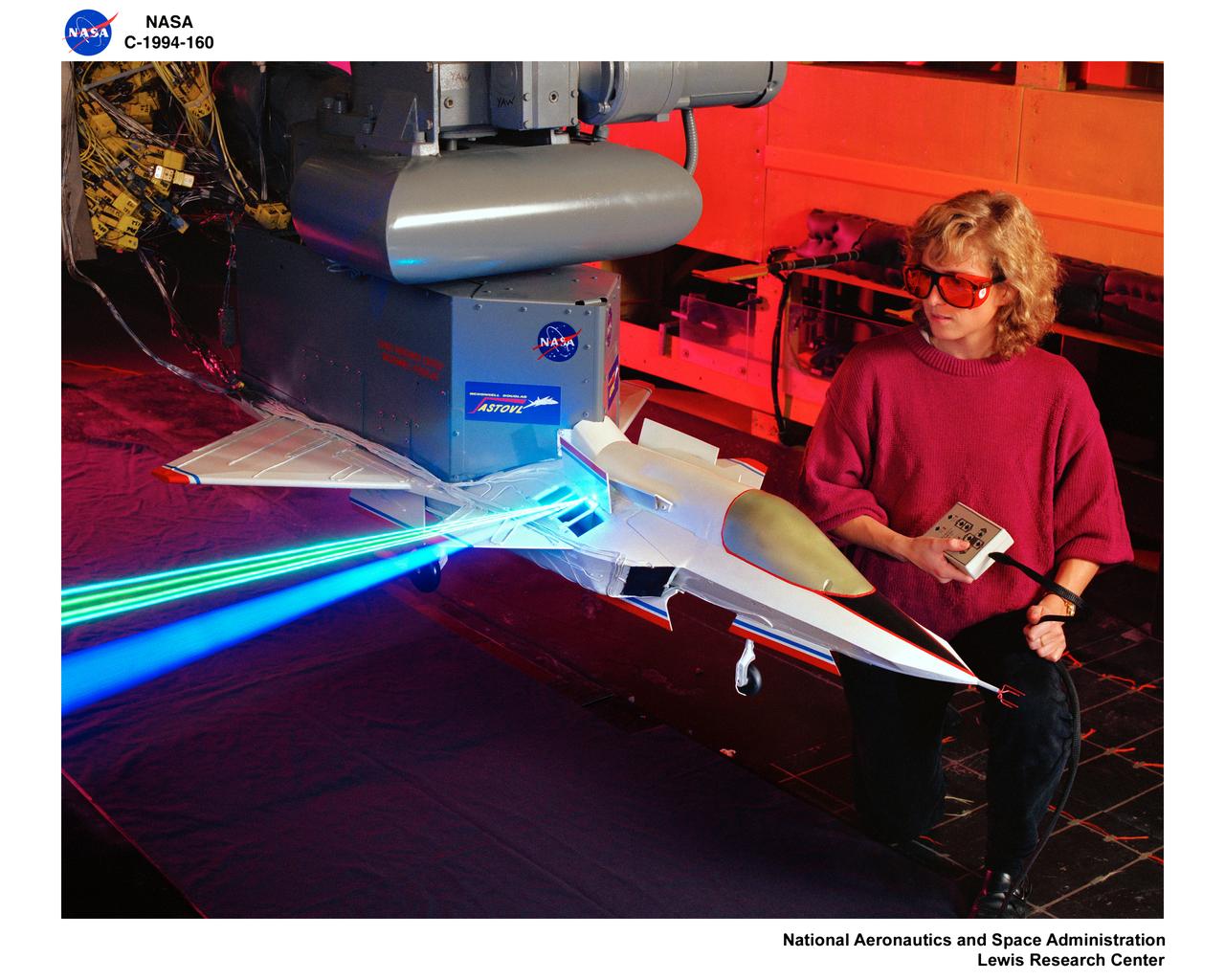 LASER Velocimetry System for Flow Measurement.  Advanced Short Takeoff and Vertical Landing, ASTOVL model n the 9x15 foot Low Speed Wind Tunnel, LSWT