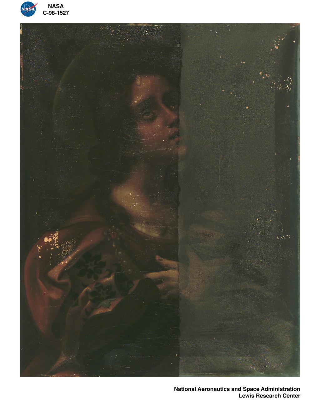 CLEVELAND  MUSEUM OF ART PAINTING FOR ATOMIC OXYGEN RESTORATION PROGRAM - HALF RESTORED