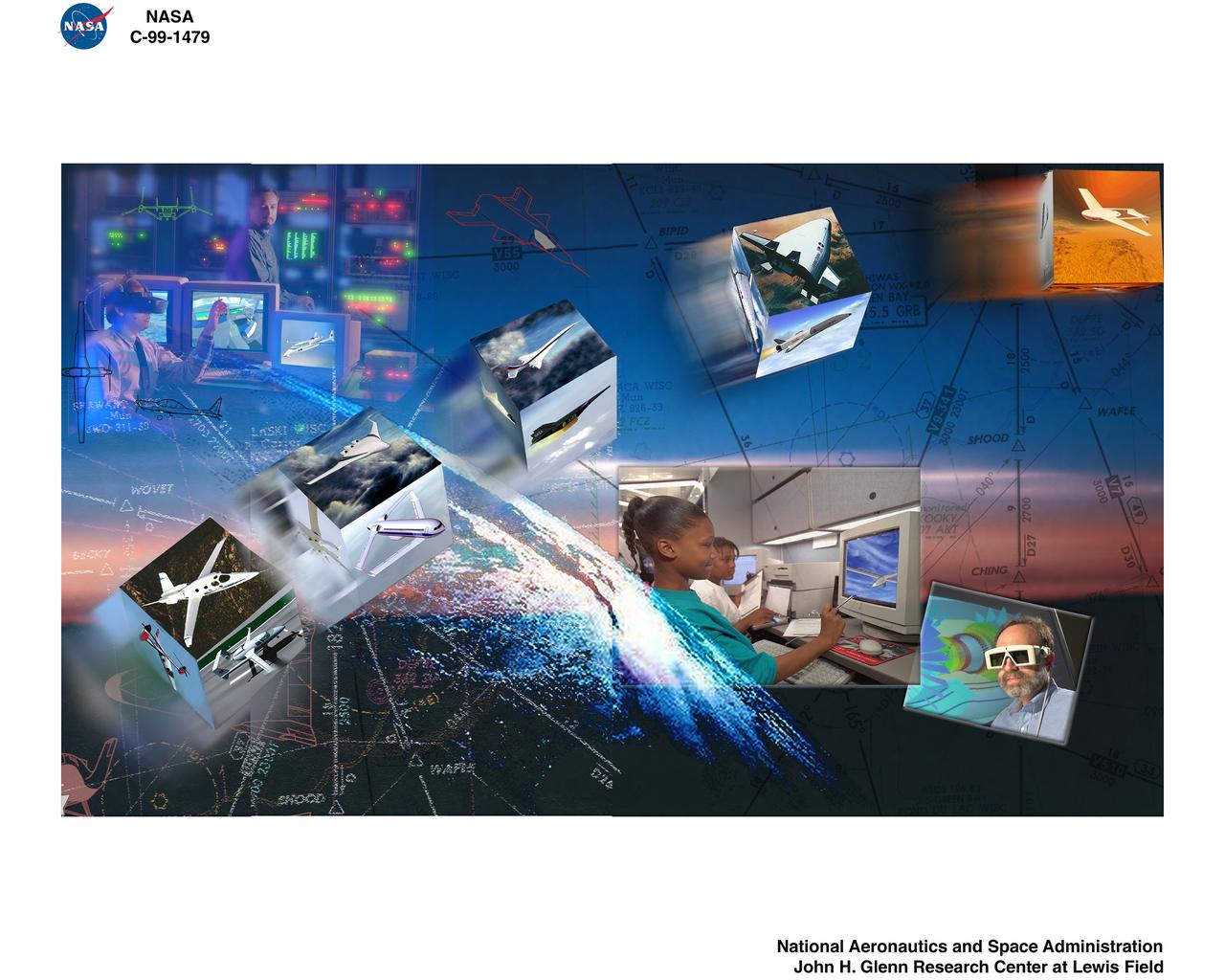 LEADING THE SECOND CENTURY OF FLIGHT THEME MURAL FOR OSHKOSH EAA FLY-IN 1999