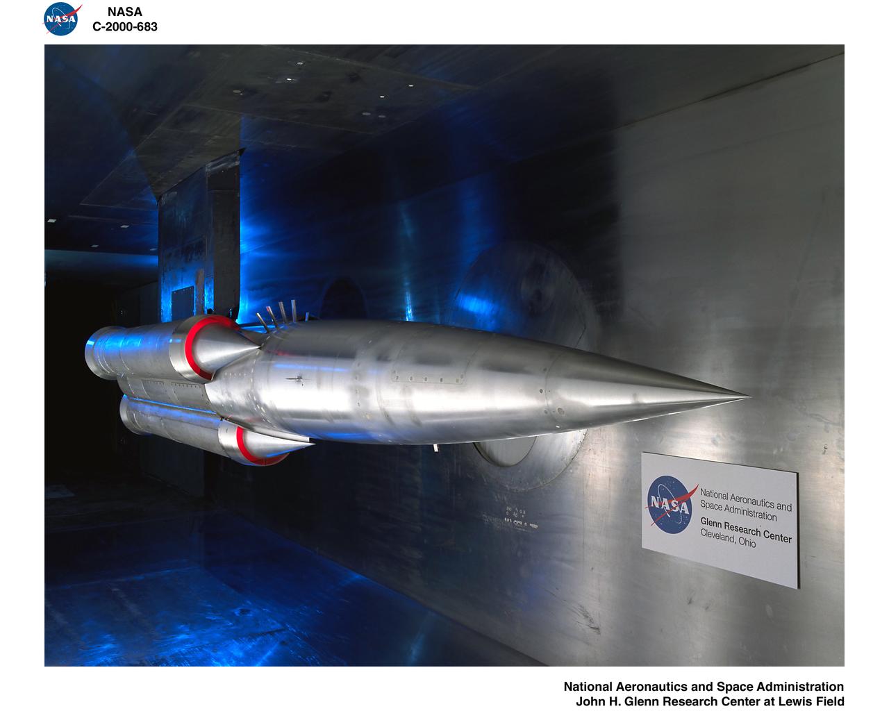 ROCKET BASED COMBINED CYCLE  -  RBCC  -  RIG 3.1 MODEL INSTALLED IN 10X10 FOOT SUPERSONIC WIND TUNNEL TEST SECTION