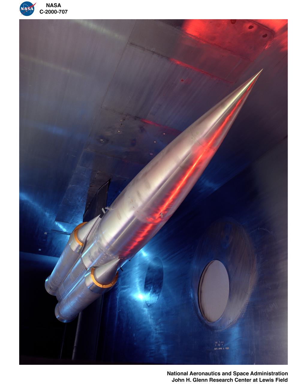 ROCKET BASED COMBINED CYCLE  -  RBCC  -  RIG 3.1 MODEL INSTALLED IN 10X10 FOOT SUPERSONIC WIND TUNNEL TEST SECTION