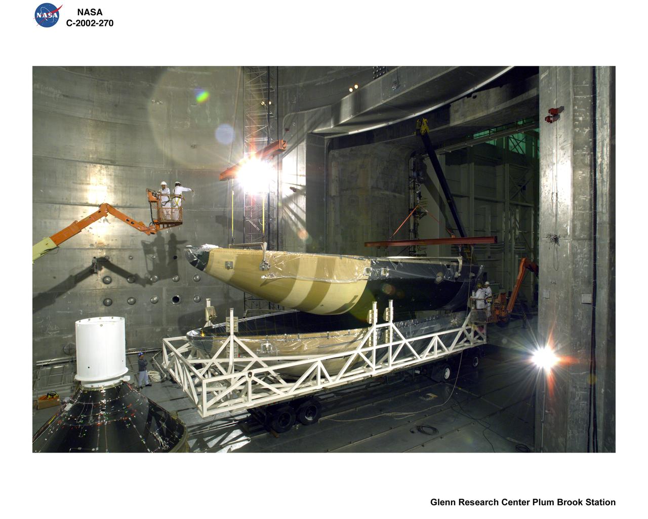 BOEING DELTA 4 SHROUD SEPARATION TEST IN SPACE POWER FACILITY AT NASA PLUM BROOK STATION