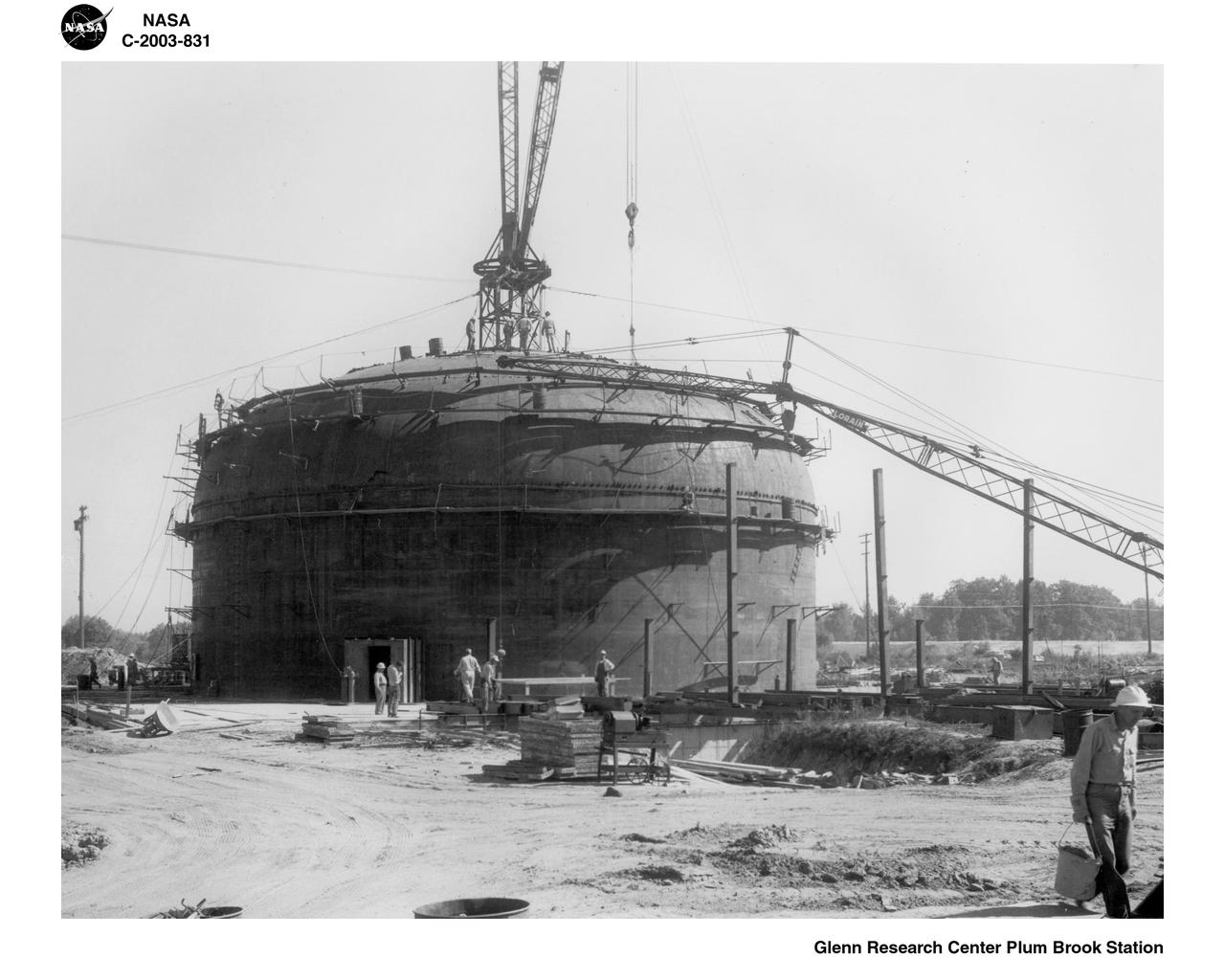 NASA PLUM BROOK REACTOR'S STEEL CONTAINMENT VESSEL BUILDING DOME - c1956-60