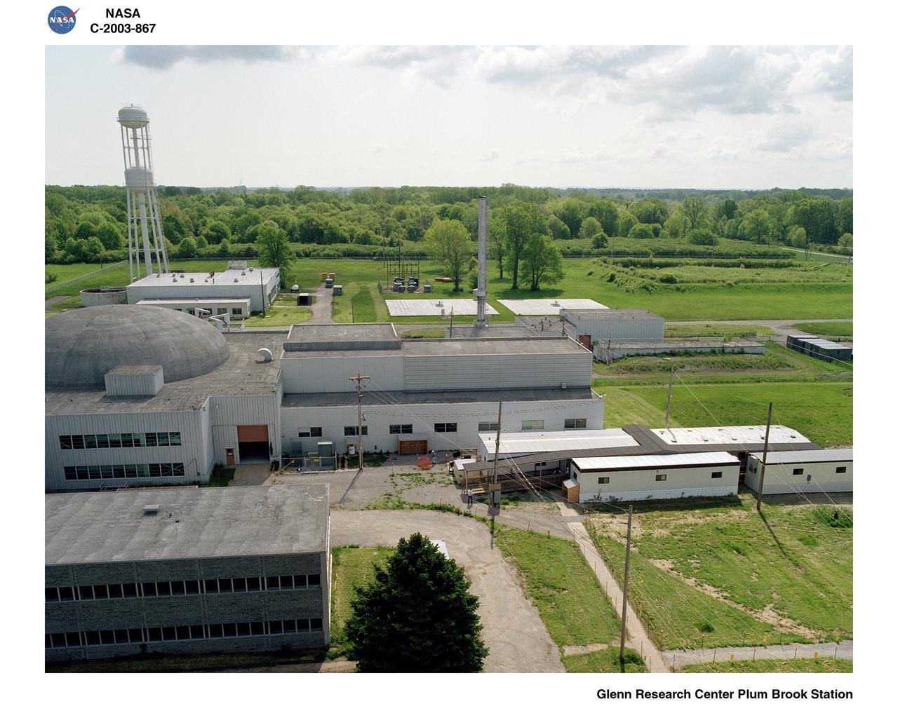 OVERALL VIEW FROM WEATHER TOWER AT THE NASA PLUM BROOK STATION RESEARCH FACILITY