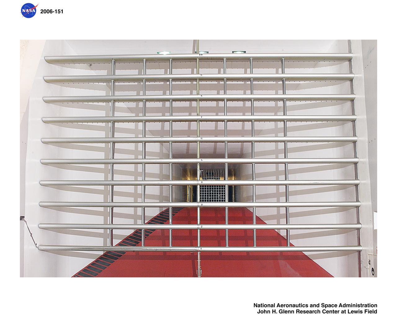 Spray Bars with new vertical fins to stabilize air flow. Test section is seen in background