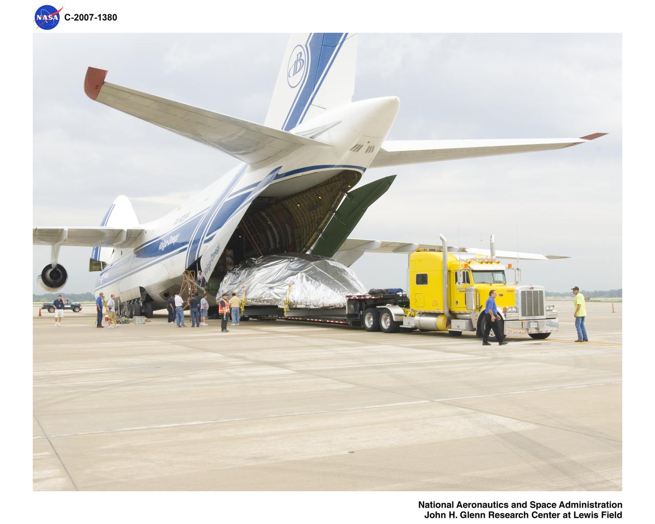Ariane V (5) Fairing Shroud Components being moved from Cleveland Hopkins Airport to NASA Plum Brook Station, Sandusky, Ohio - 8-07