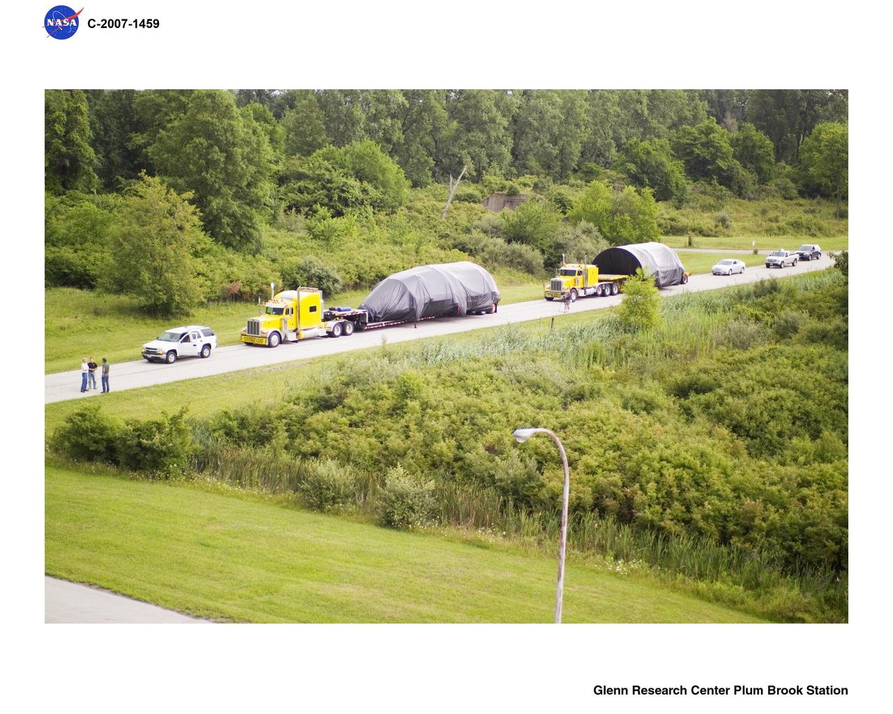 Ariane V (5) Fairing Shroud Components being moved from Cleveland Hopkins Airport to NASA Plum Brook Station, Sandusky, Ohio - 8-07