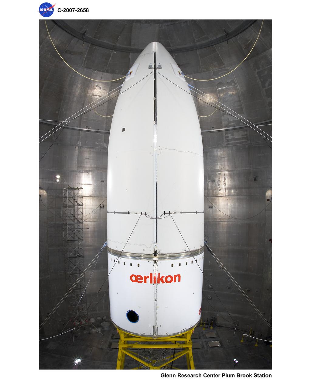 Ariane V Horizontal Separation System 3 (HSS3) Payload Fairing Separation Pre and Post Test Photo Documentation Inside Space Power Facility (SPF)