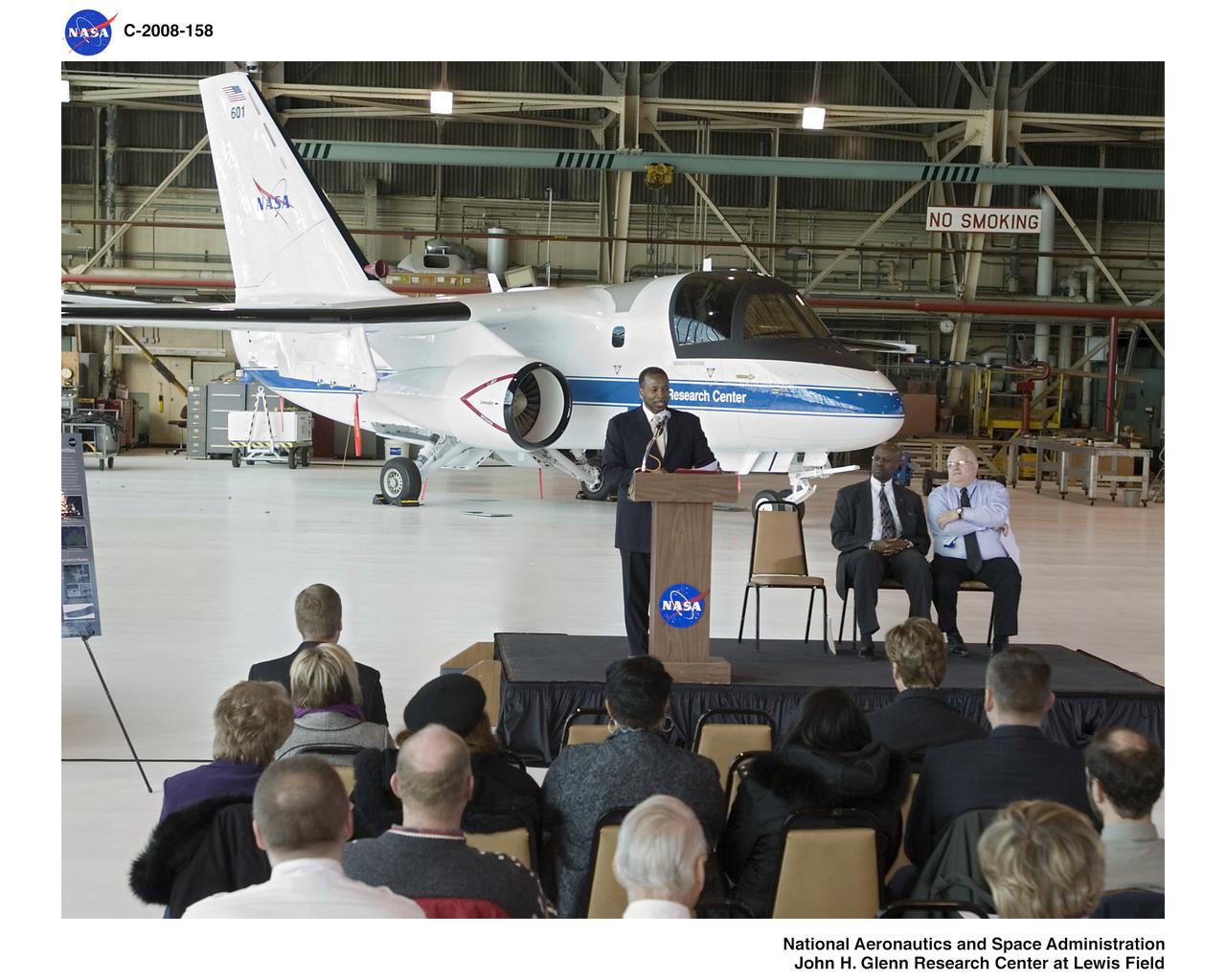 Roll out ceremony of NASA Glenn's newest research aircraft, the S-3B Viking