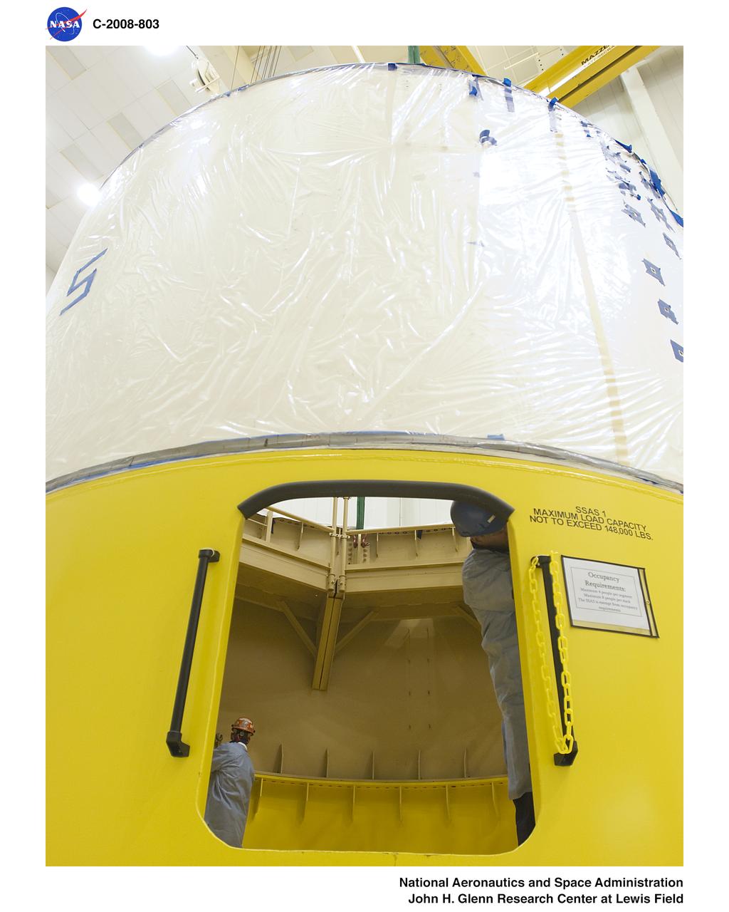 Ares 1-X being lowered on the SSAS (Super Structure Assembly Stand)