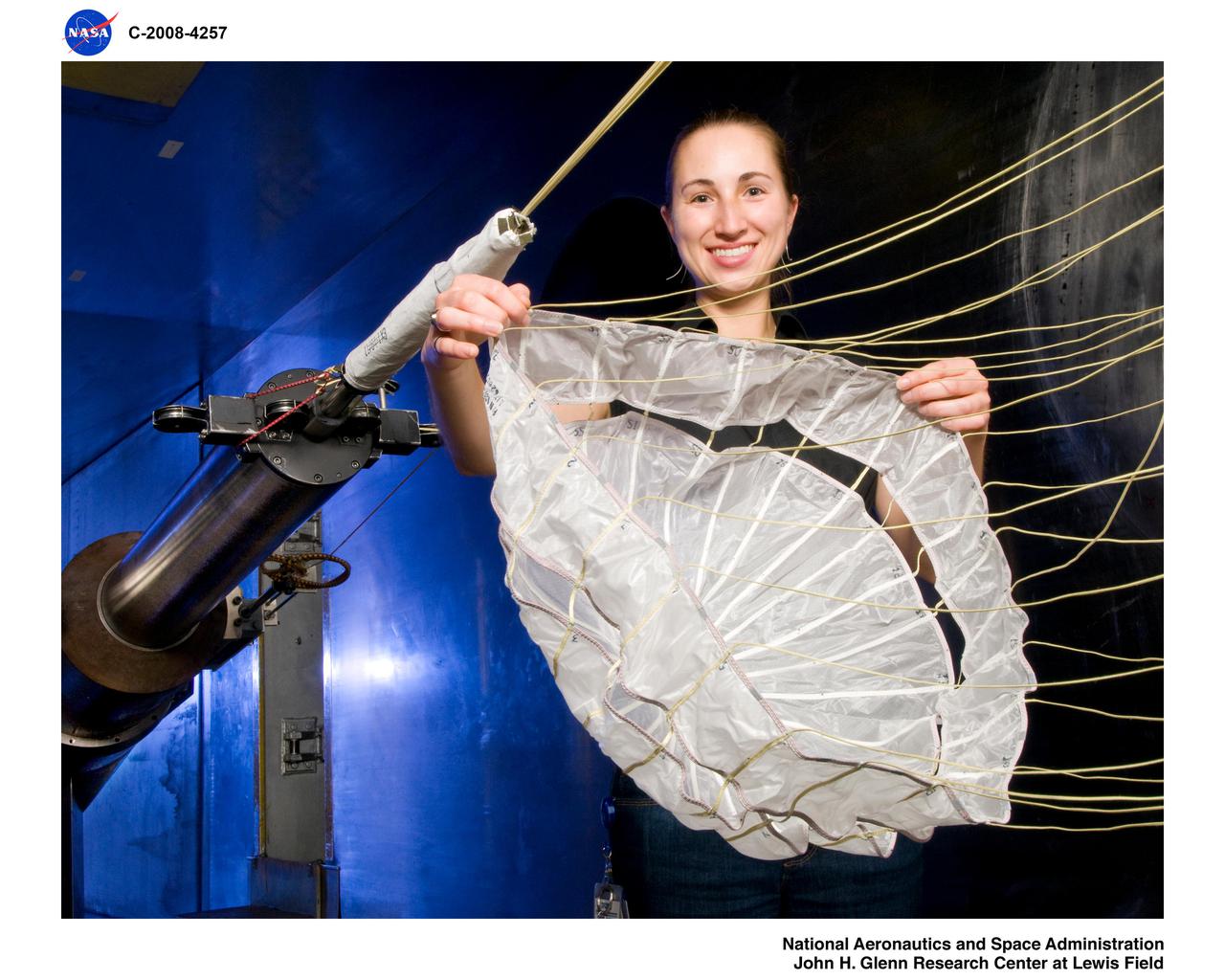 Mars Science Laboratory, MSL Flexible Canopy Test in the Glenn Research Center, 10x10 Supersonic Wind Tunnel