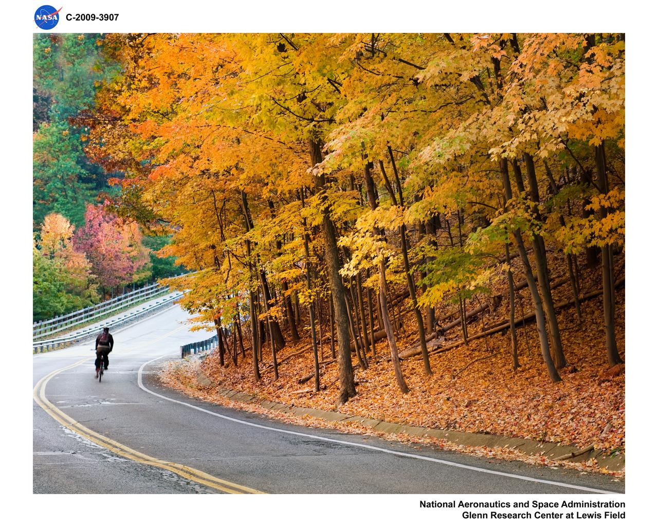 Bicyclist on West Area Road in the Fall