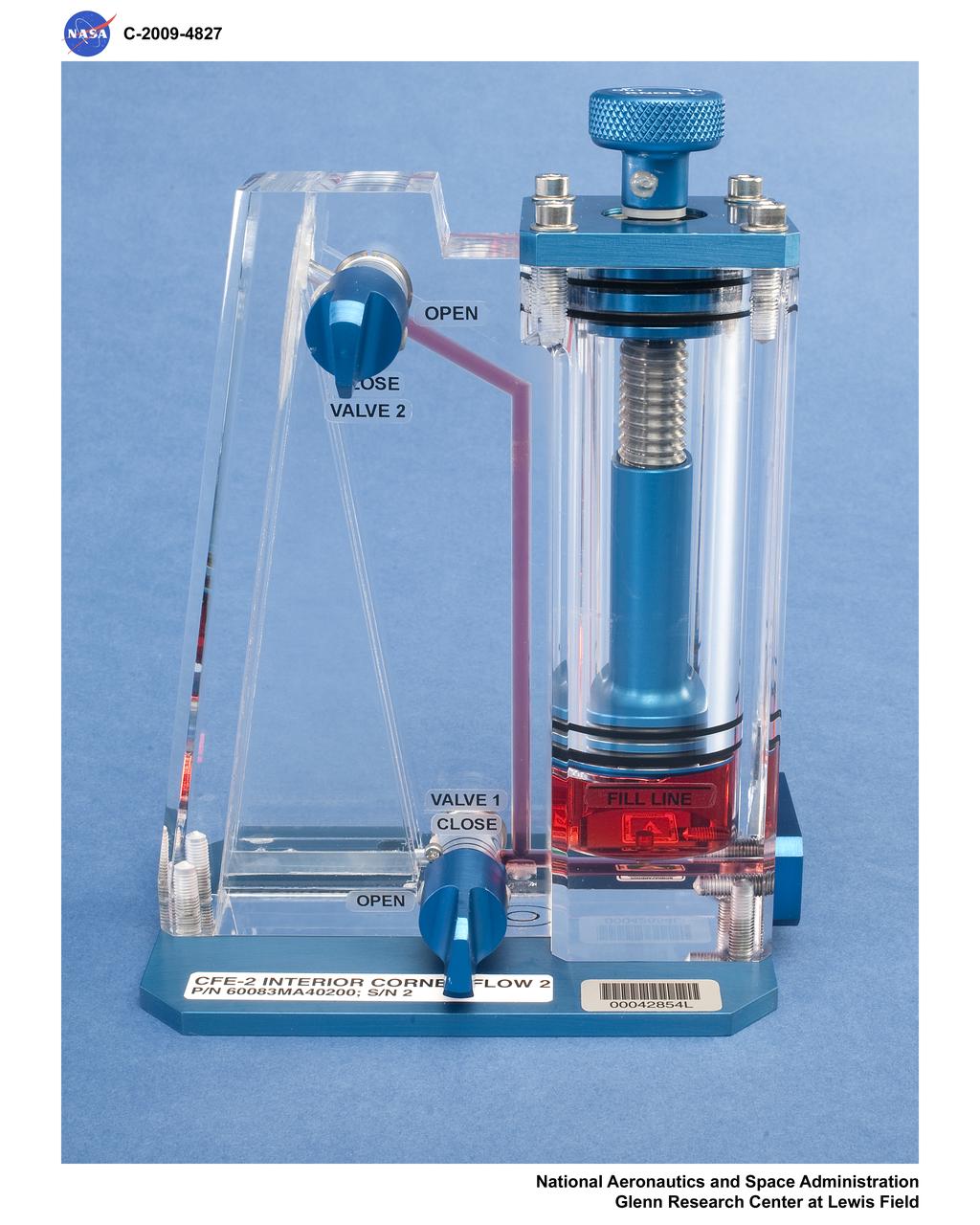 Capillary Flow Experiments, Reflight Hardware for Launch on STS-131 (19A); Hardware info: CFE-2 Interior Corner Flow 2, P/N 60083MA40200, S/N 2