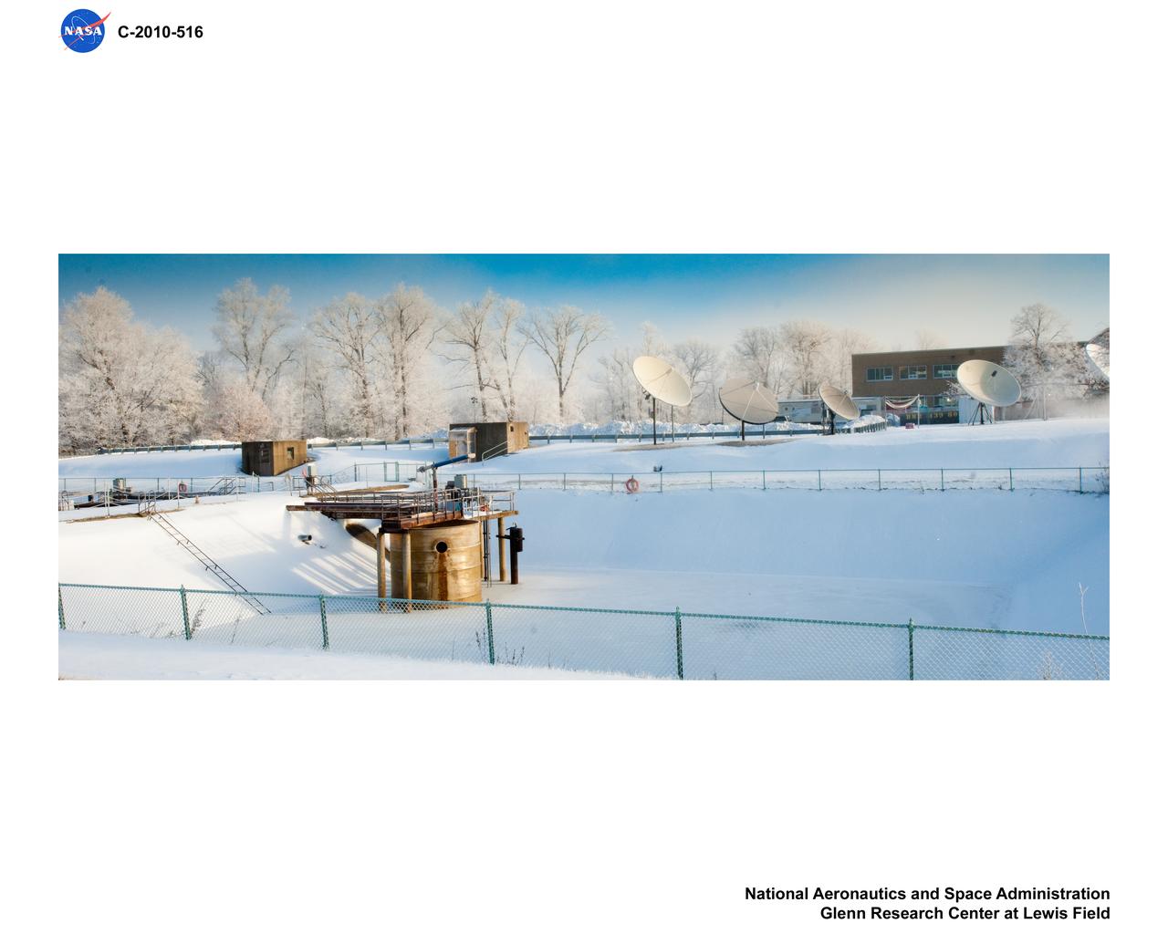 Communications Satellite Station with Hoarfrost on Trees