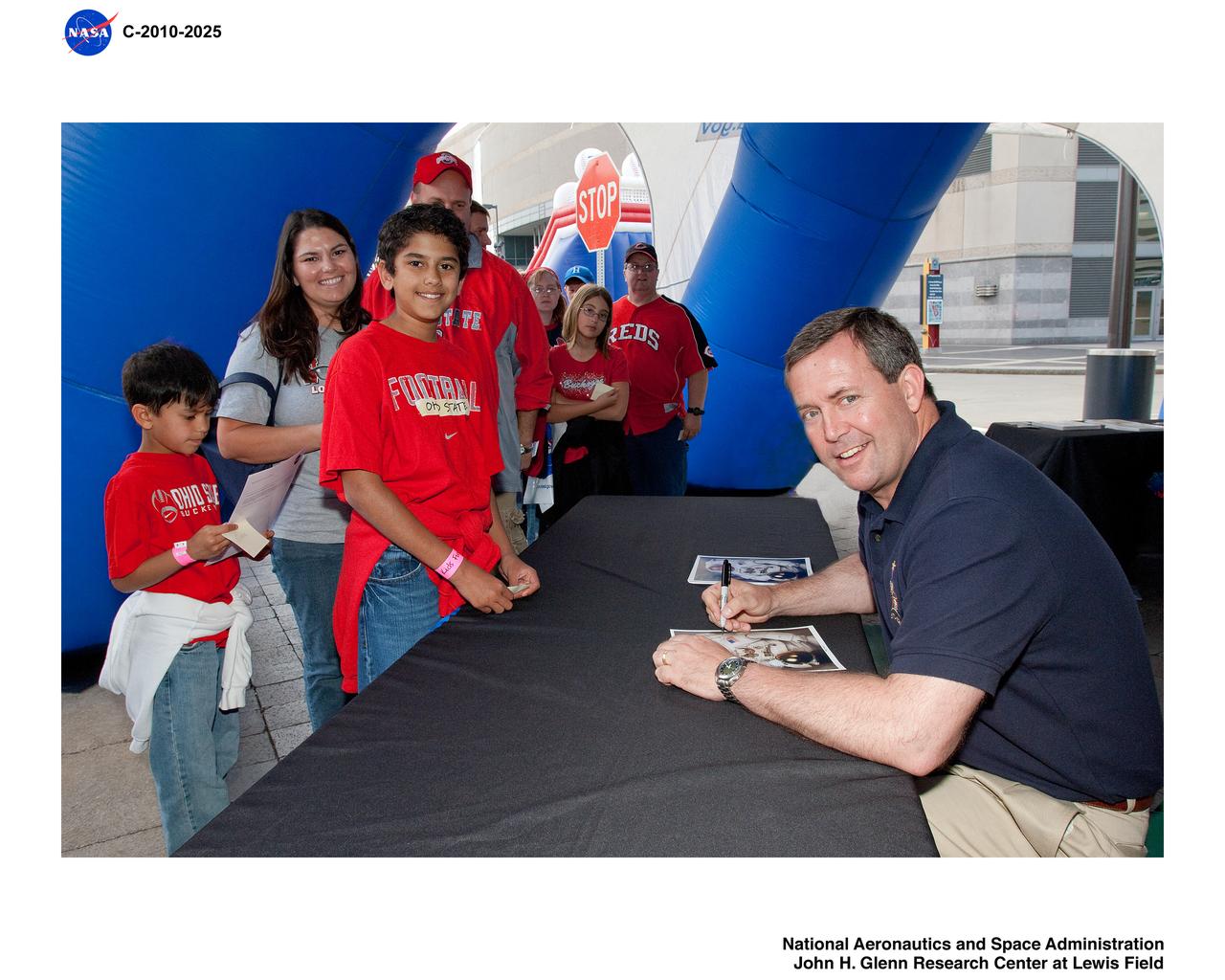 Astronaut Michael Foreman visits Cleveland Indians, Ceremonial First Pitch, Progressive Field 2010