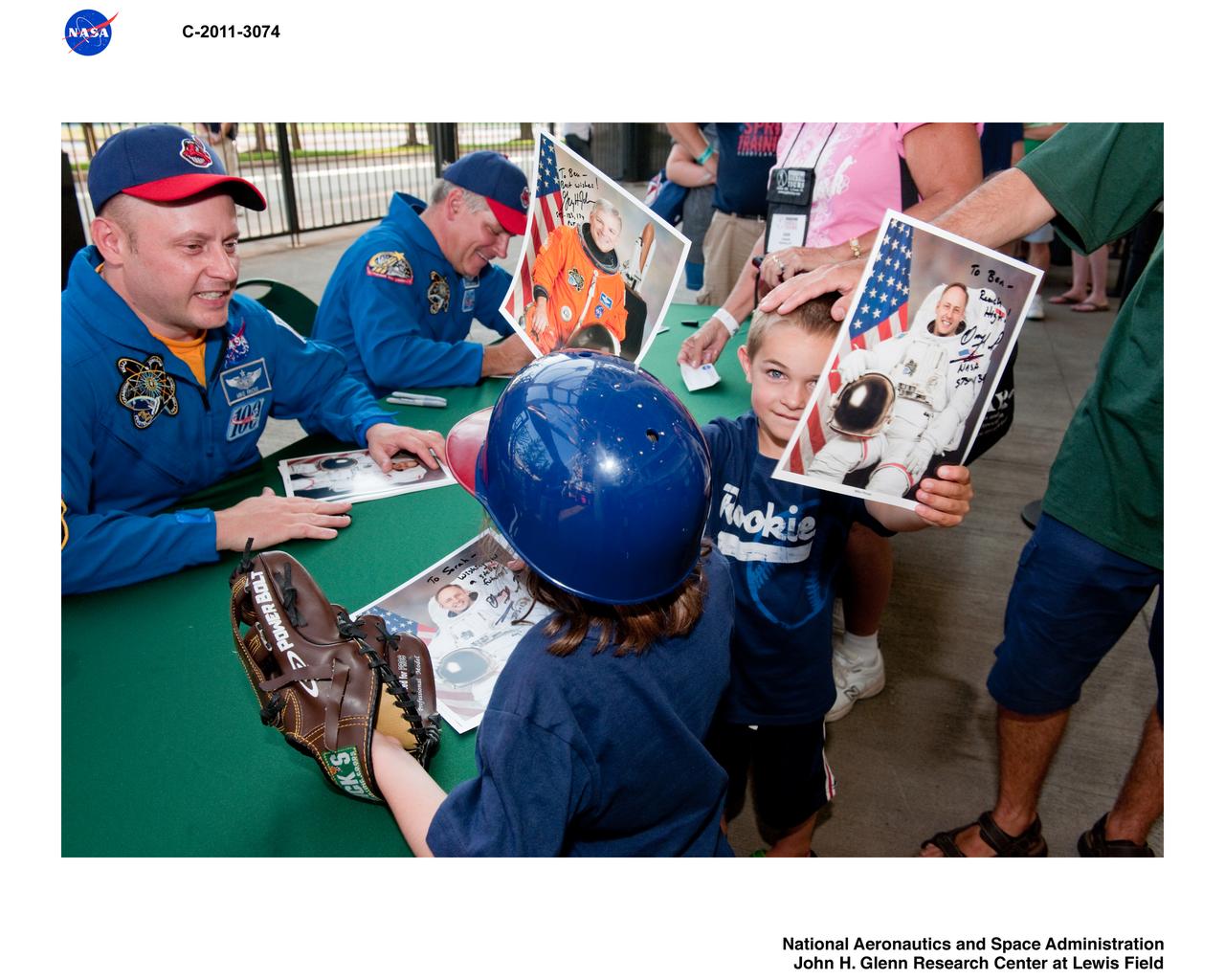 Crew of STS-134 visit to Progressive Field and an appearance at the Cleveland Indian's Game