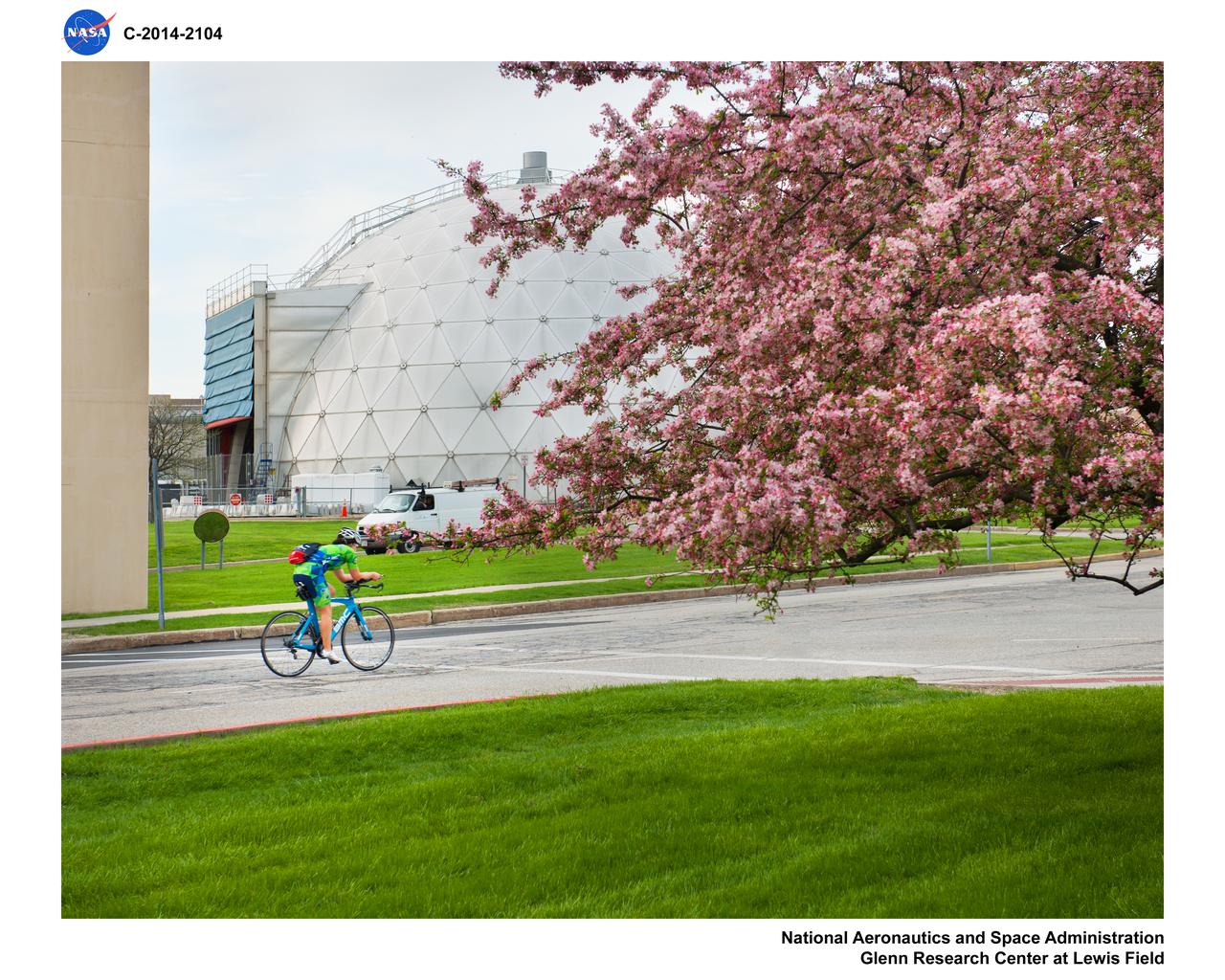 Employee Bicycles to Work past the Aeroacoustic Propulsion Laboratory, AAPL