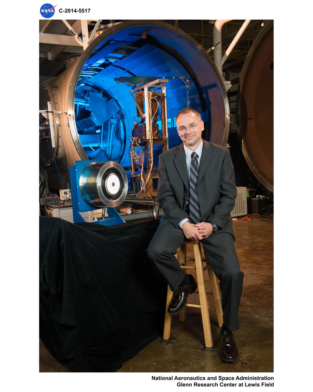 Center Director inspects Hall Thruster Hardware
