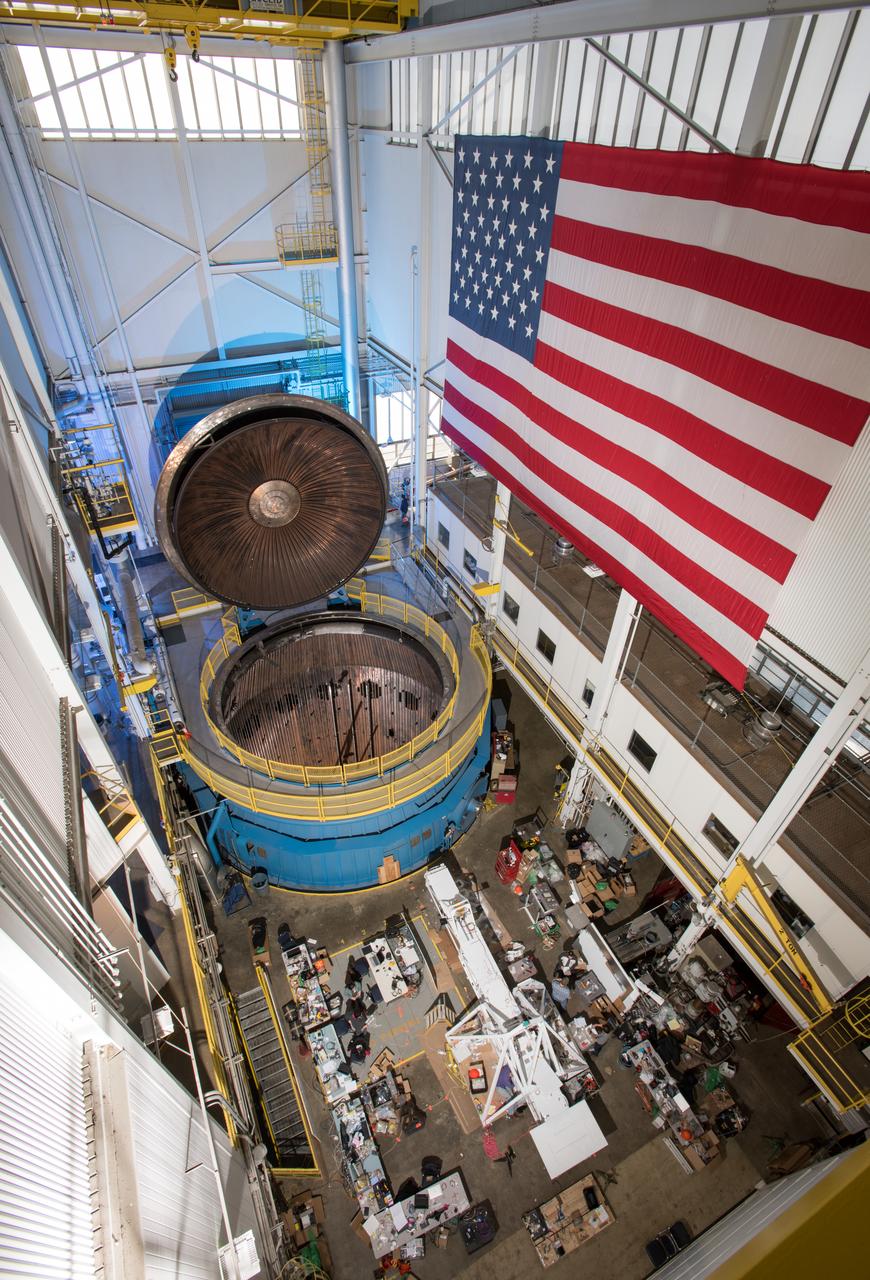 Documentation and PR photographs of Gamma-Ray Imager/Polarimeter for Solar Flares (GRIPS) test hardware at Plum Brook B-2 Faciity (Bldg. 3211)