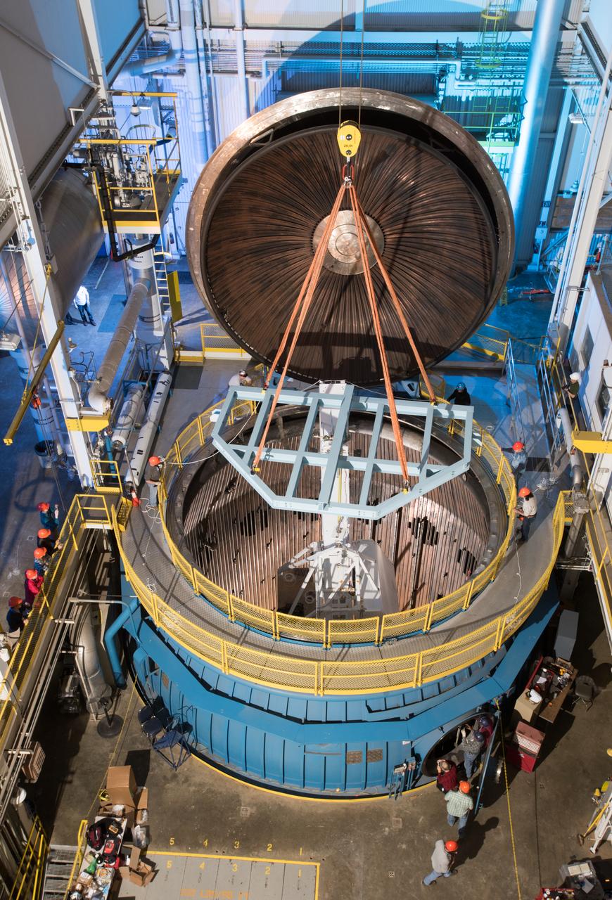Documentation and PR photographs of Gamma-Ray Imager/Polarimeter for Solar Flares (GRIPS) test hardware at Plum Brook B-2 Faciity (Bldg. 3211)