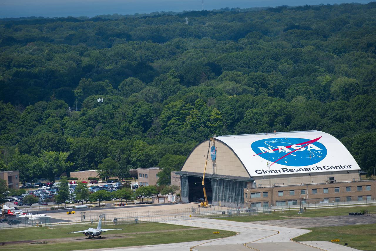The NASA Insignia or Meatball, is painted on the Hangar Roof
