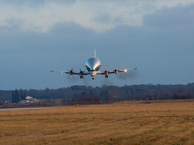 NASA image: Orion Spacecraft Arrives in Ohio Aboard the Super Guppy at Mansfield Lahm Airport