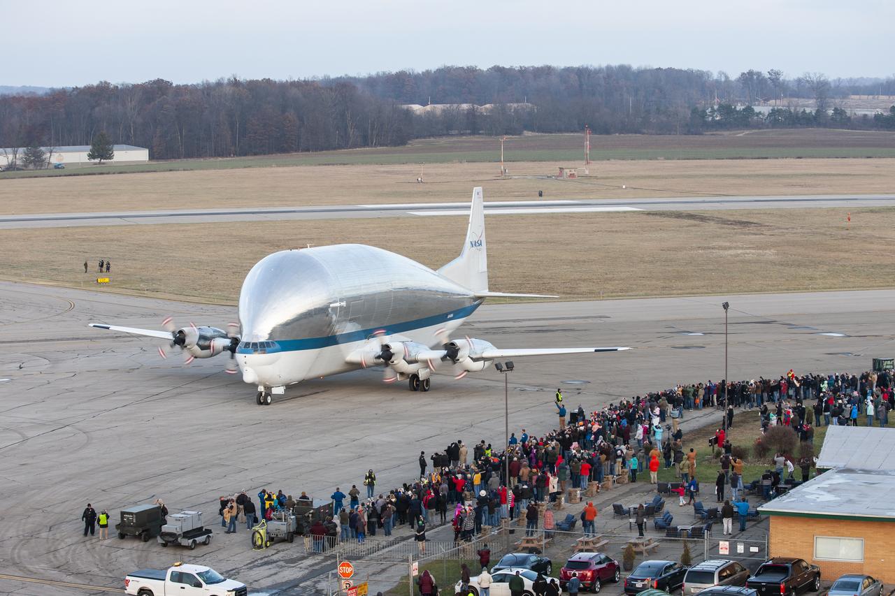 Orion Spacecraft Arrives in Ohio Aboard the Super Guppy at Mansfield Lahm Airport