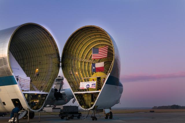 NASA image: Orion Spacecraft Arrives in Ohio Aboard the Super Guppy at Mansfield Lahm Airport