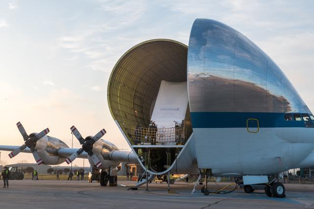 NASA image: Orion Spacecraft Arrives in Ohio Aboard the Super Guppy at Mansf