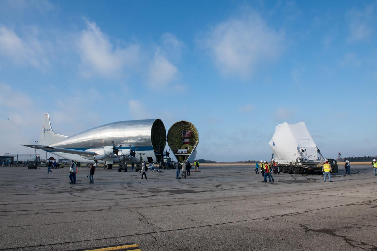 Orion Spacecraft Arrives in Ohio Aboard the Super Guppy at Mansfield Lahm Airport