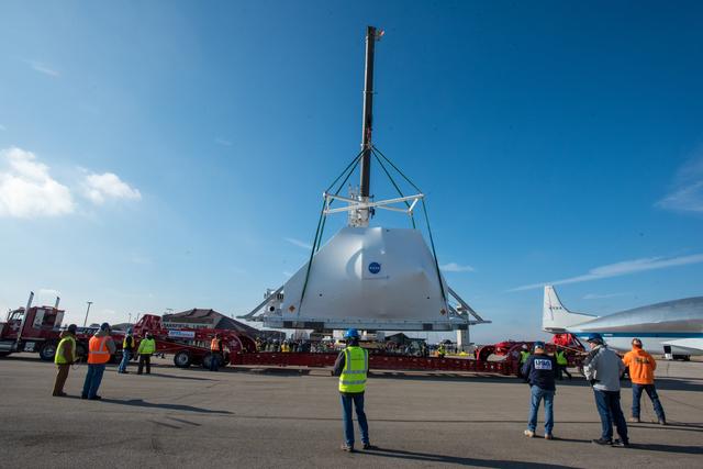 NASA image: Orion Spacecraft Arrives in Ohio Aboard the Super Guppy at Mansfield Lahm Airport