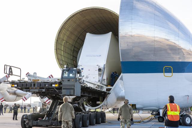 NASA image: Orion Spacecraft Arrives in Ohio Aboard the Super Guppy at Mansfield Lahm Airport