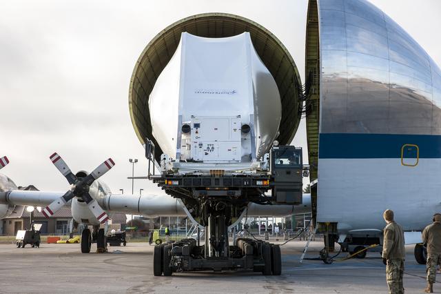 NASA image: Orion Spacecraft Arrives in Ohio Aboard the Super Guppy at Mansf