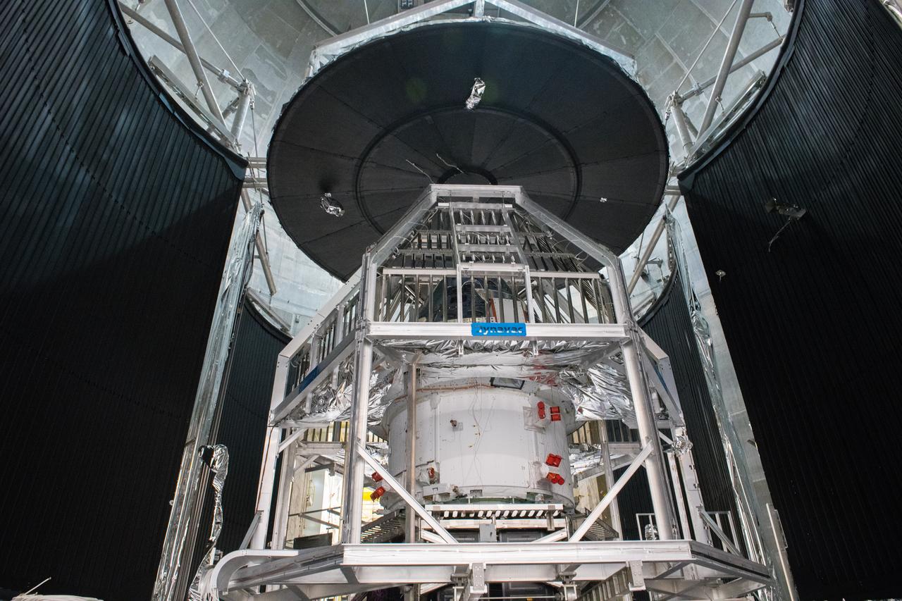 Orion Spacecraft is prepared for Space Environment Testing at the Glenn Research Center, GRC Plum Brook Station, Space Environments Complex, SEC 