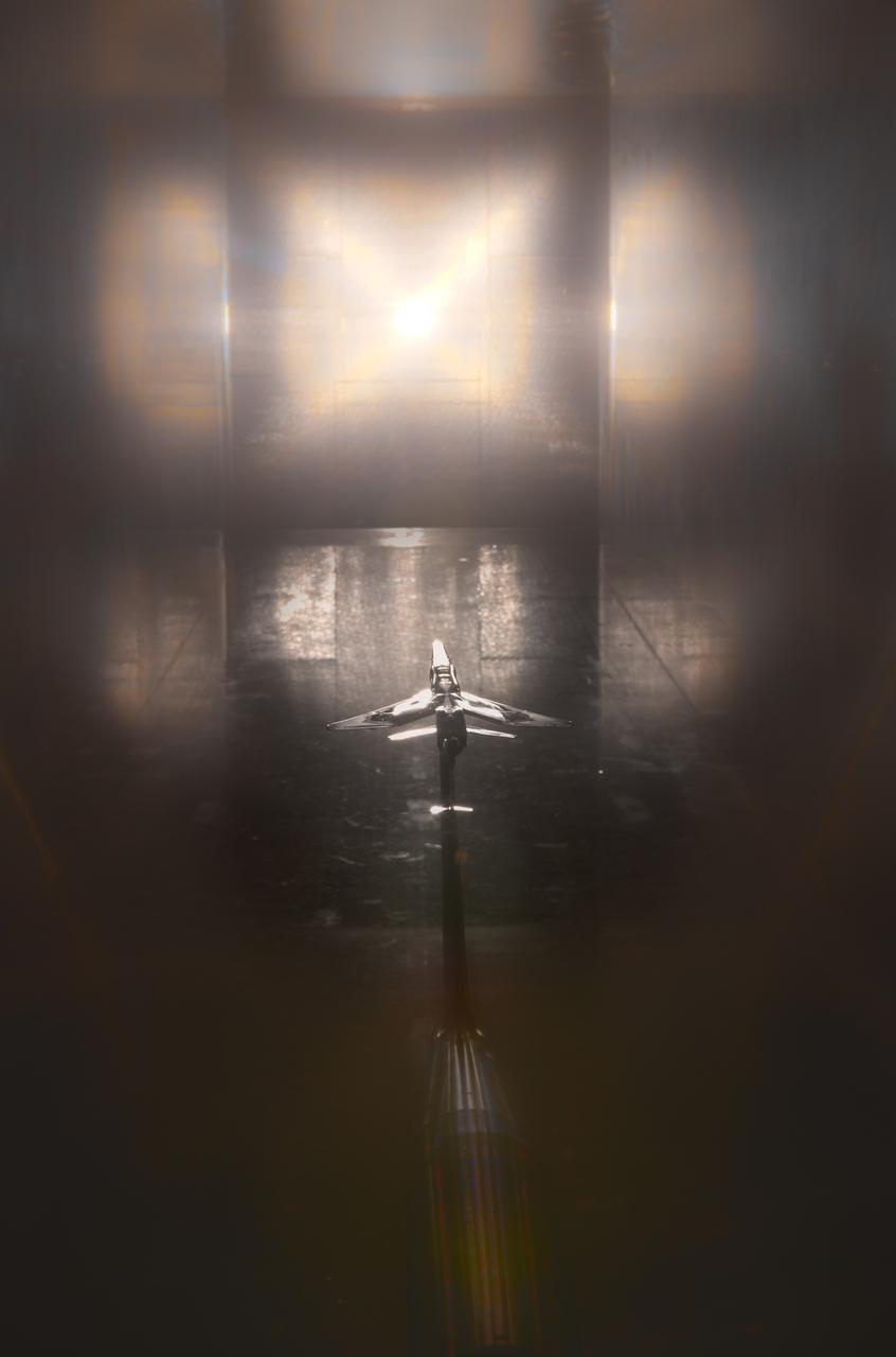 Commercial Supersonic Transport, CST Project, X-59 Sonic Boom Test Model, in the 8x6-foot Supersonic Wind Tunnel, SWT