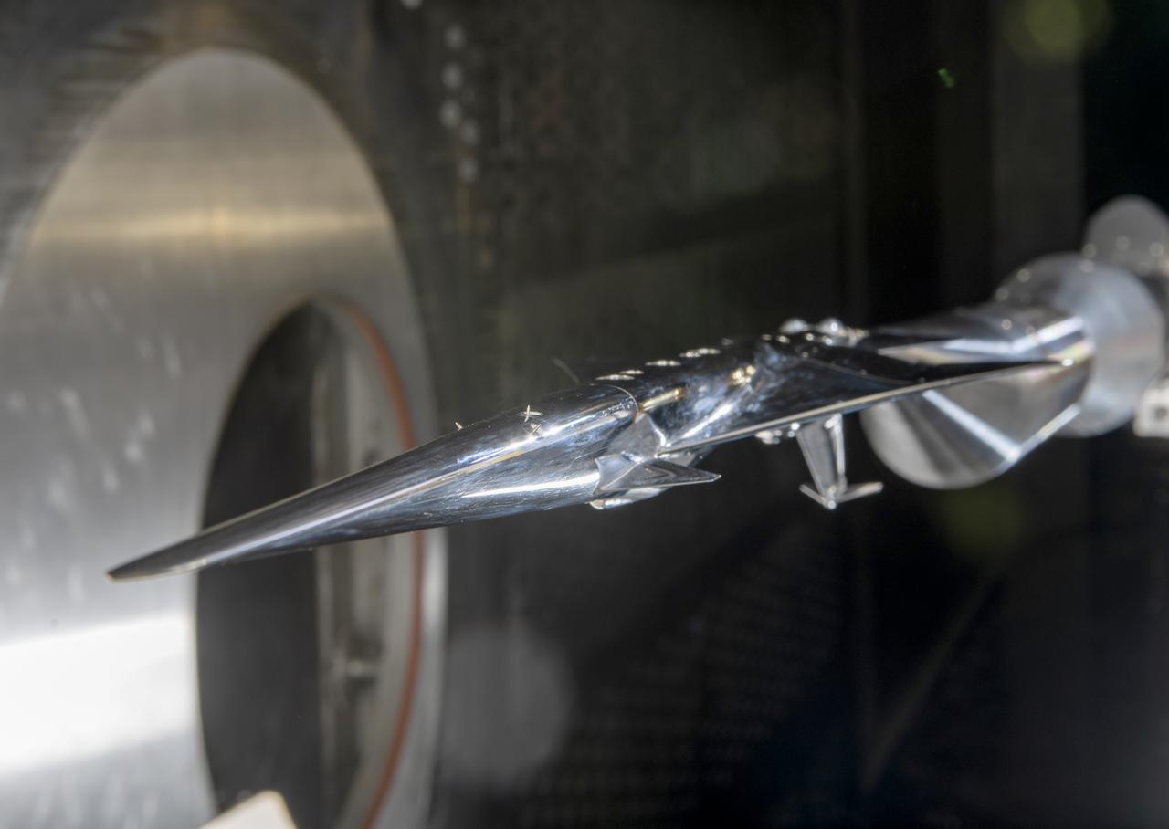 Commercial Supersonic Transport, CST Project, X-59 Sonic Boom Test Model, in the 8x6-foot Supersonic Wind Tunnel, SWT