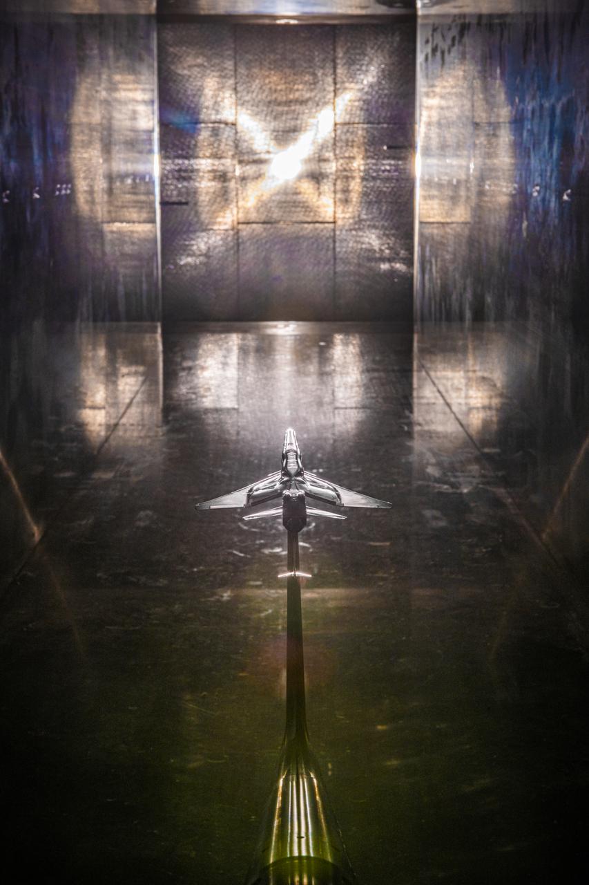 Commercial Supersonic Transport, CST Project, X-59 Sonic Boom Test Model, in the 8x6-foot Supersonic Wind Tunnel, SWT