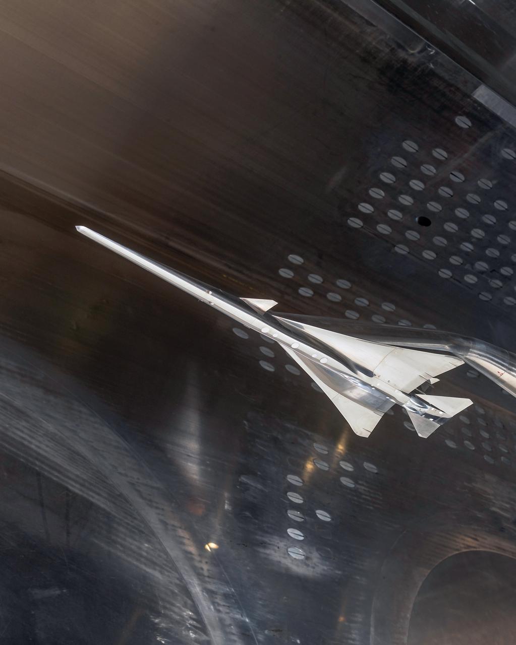 Commercial Supersonic Transport, CST Project, X-59 Sonic Boom Test Model, in the 8x6-foot Supersonic Wind Tunnel, SWT