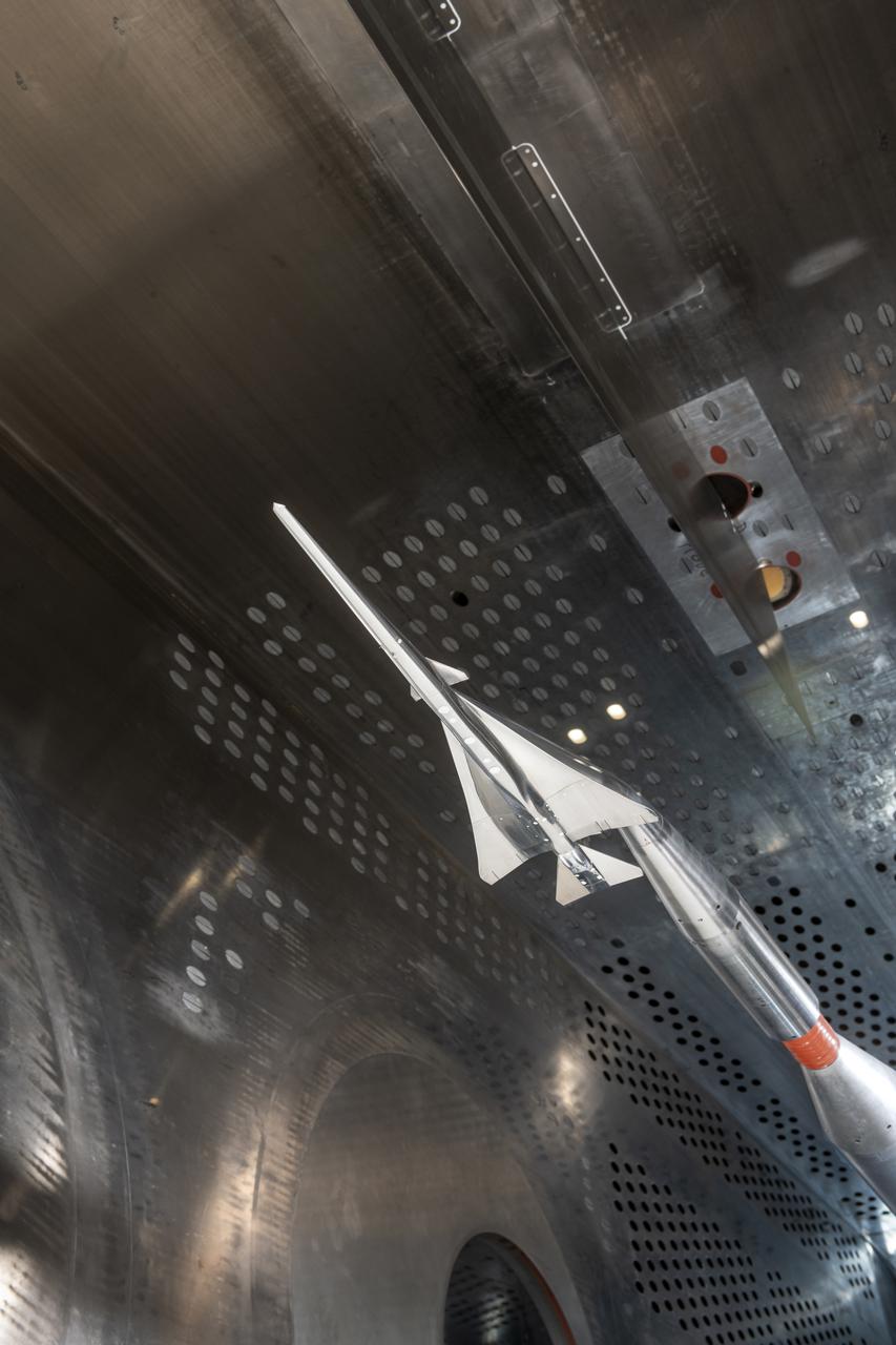 Commercial Supersonic Transport, CST Project, X-59 Sonic Boom Test Model, in the 8x6-foot Supersonic Wind Tunnel, SWT