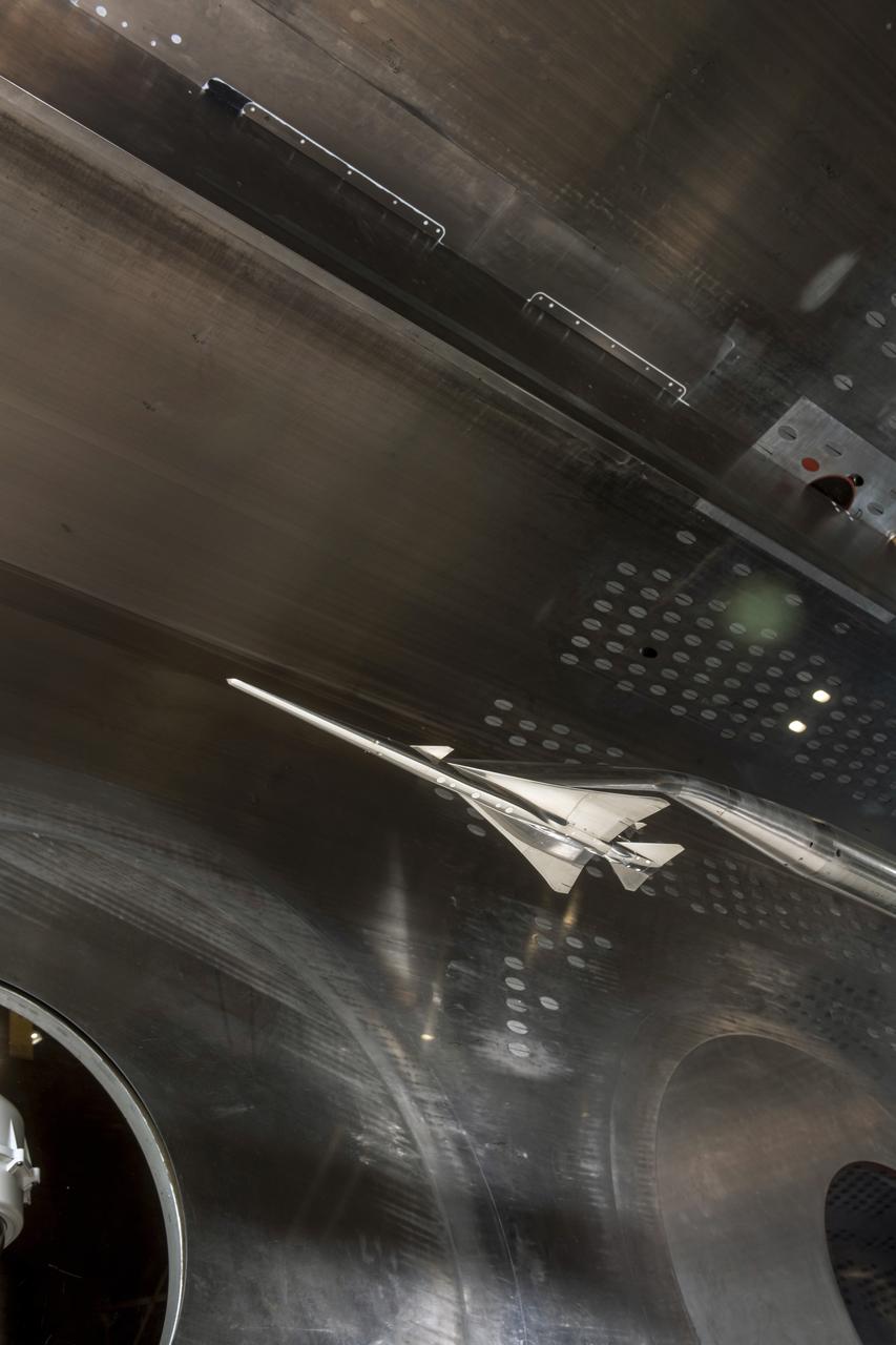 Commercial Supersonic Transport, CST Project, X-59 Sonic Boom Test Model, in the 8x6-foot Supersonic Wind Tunnel, SWT