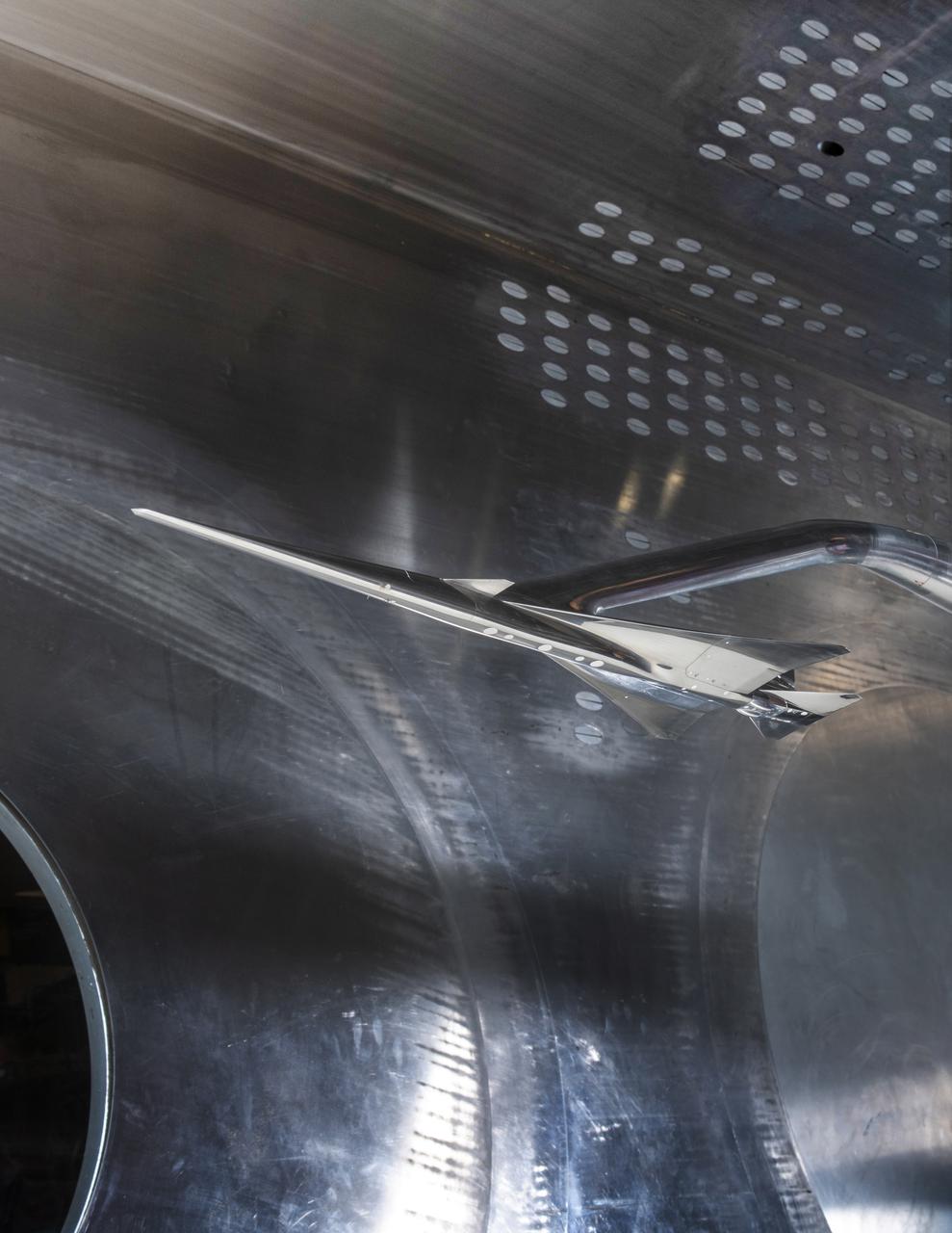 Commercial Supersonic Transport, CST Project, X-59 Sonic Boom Test Model, in the 8x6-foot Supersonic Wind Tunnel, SWT