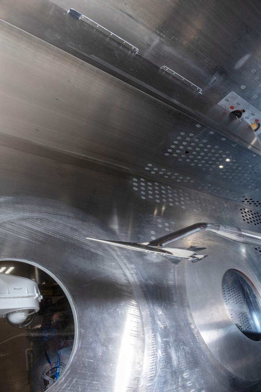 Commercial Supersonic Transport, CST Project, X-59 Sonic Boom Test Model, in the 8x6-foot Supersonic Wind Tunnel, SWT