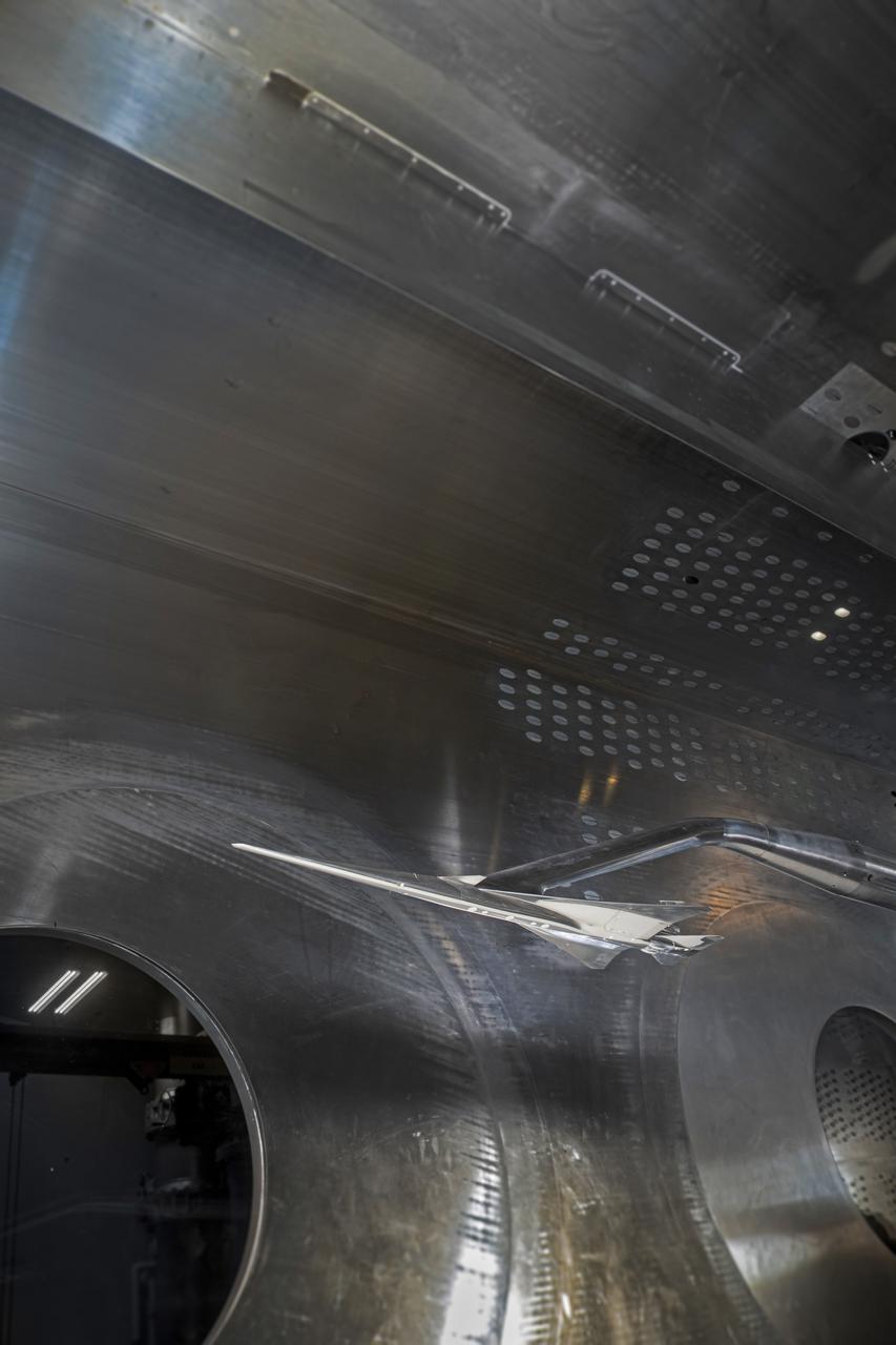 Commercial Supersonic Transport, CST Project, X-59 Sonic Boom Test Model, in the 8x6-foot Supersonic Wind Tunnel, SWT