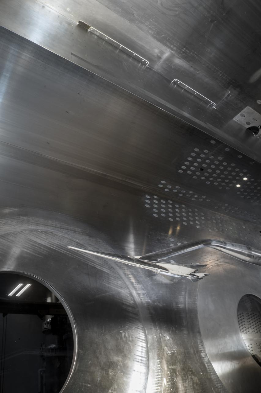 Commercial Supersonic Transport, CST Project, X-59 Sonic Boom Test Model, in the 8x6-foot Supersonic Wind Tunnel, SWT