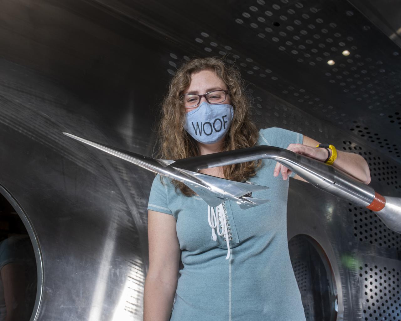 Commercial Supersonic Transport, CST Project, X-59 Sonic Boom Test Model, in the 8x6-foot Supersonic Wind Tunnel, SWT