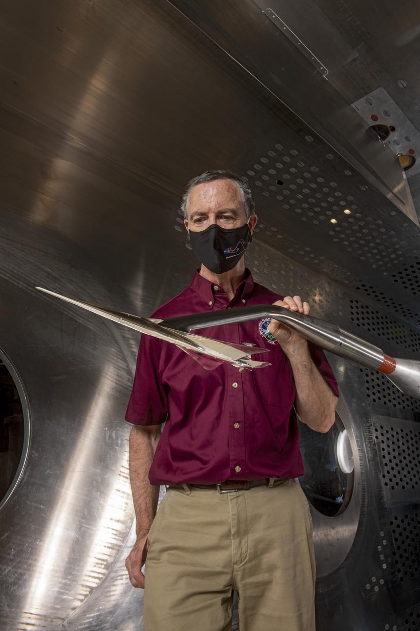 Commercial Supersonic Transport, CST Project, X-59 Sonic Boom Test Model, in the 8x6-foot Supersonic Wind Tunnel, SWT