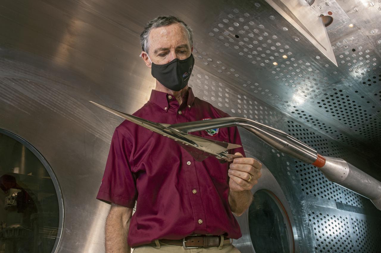 Commercial Supersonic Transport, CST Project, X-59 Sonic Boom Test Model, in the 8x6-foot Supersonic Wind Tunnel, SWT
