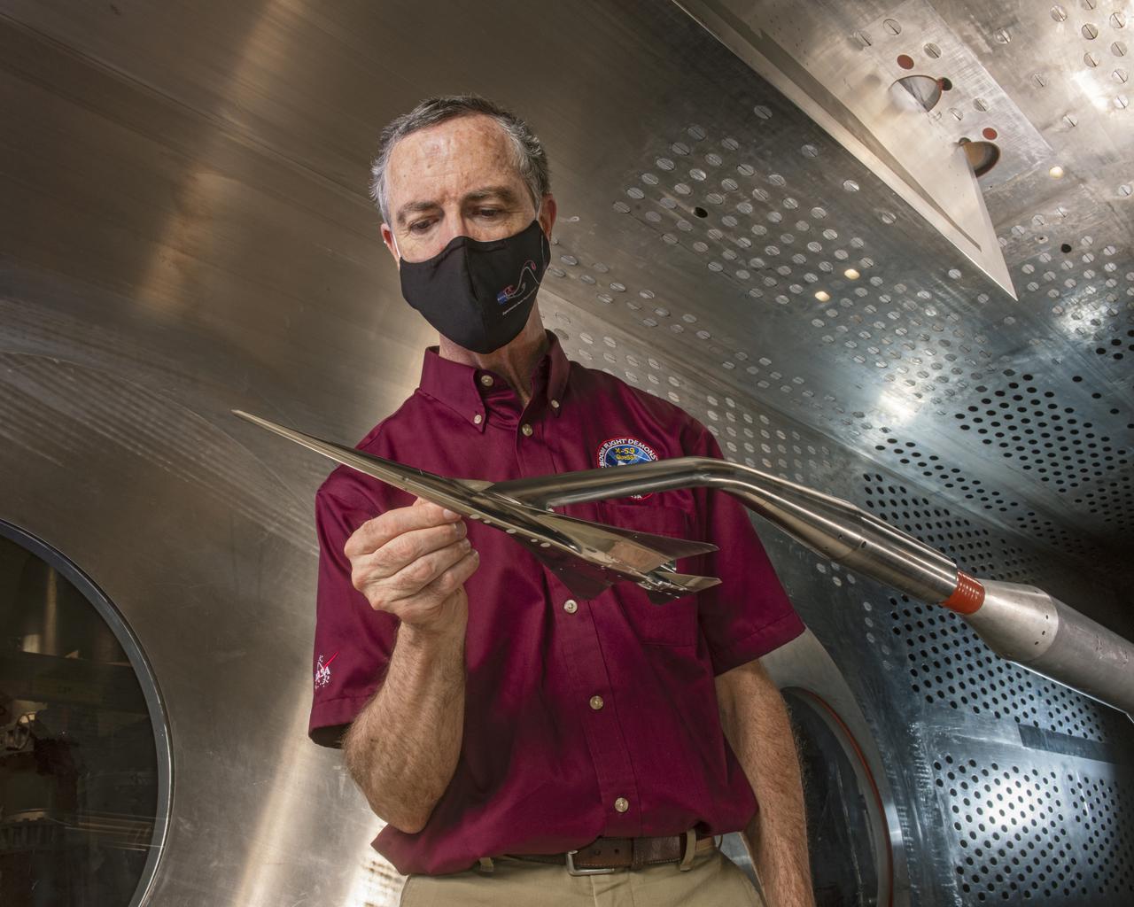 Commercial Supersonic Transport, CST Project, X-59 Sonic Boom Test Model, in the 8x6-foot Supersonic Wind Tunnel, SWT