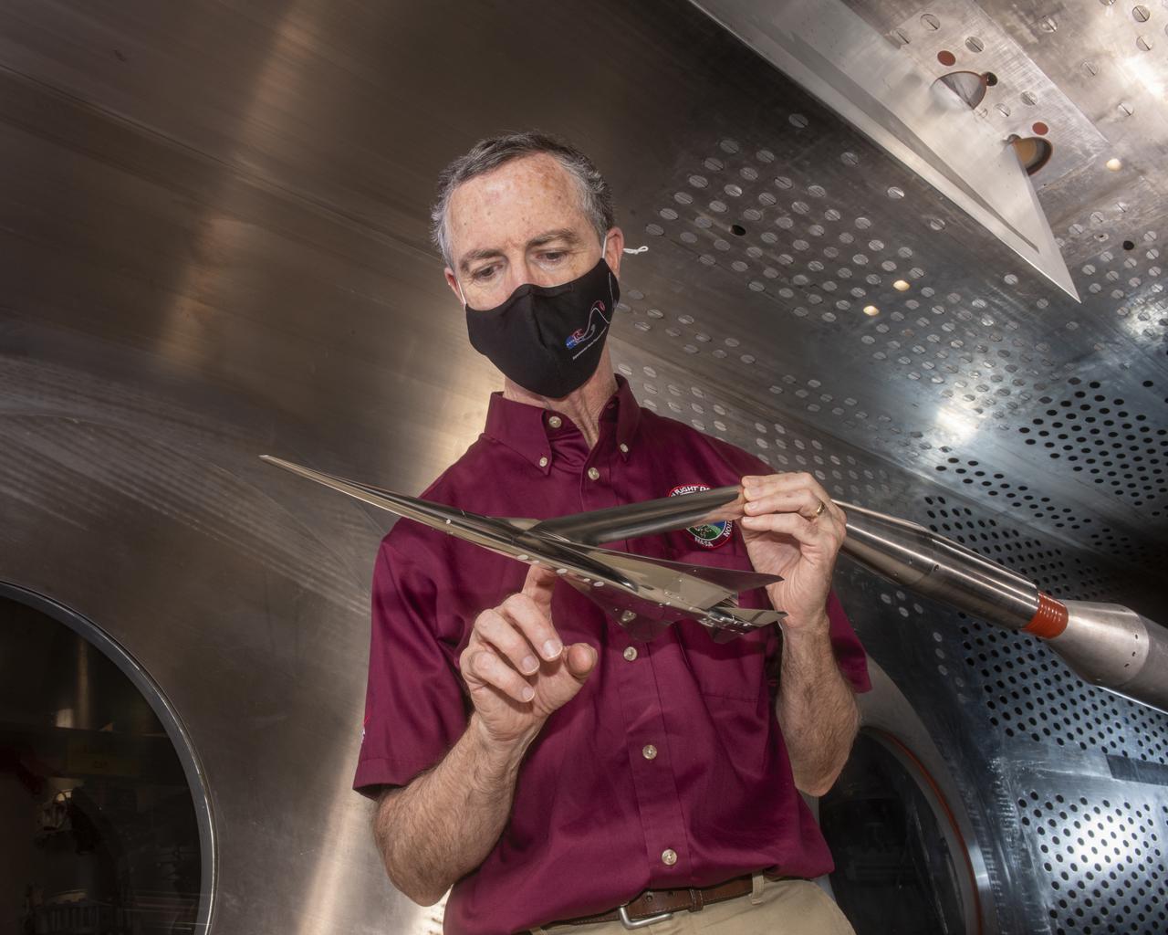 Commercial Supersonic Transport, CST Project, X-59 Sonic Boom Test Model, in the 8x6-foot Supersonic Wind Tunnel, SWT